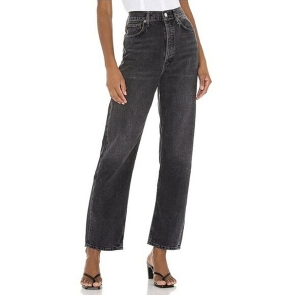 Agolde Black Straight Leg Jeans - Picture 1 of 14